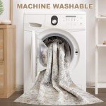 5x7 Washable Area Rug – Modern Neutral Design