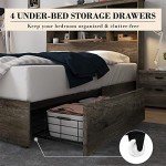 King Size Wooden Bed Frame with Storage Headboard