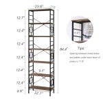 Industrial 84 Inch Tall Bookshelf with Metal Frame