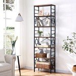 Industrial 84 Inch Tall Bookshelf with Metal Frame