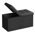 Black Folding Storage Ottoman Bench with Lid