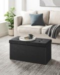 Black Folding Storage Ottoman Bench with Lid
