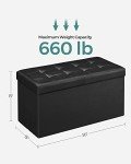 Black Folding Storage Ottoman Bench with Lid