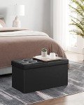 Black Folding Storage Ottoman Bench with Lid