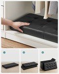 Black Folding Storage Ottoman Bench with Lid