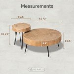 Modern Farmhouse 2-Piece Round Coffee Table Set