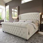 Queen Size Chenille Upholstered Platform Bed Frame