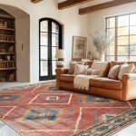 Washable 5x7 Non-Slip Area Rug - Red/Orange