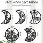 5-Piece Boho Moon Phase Wall Art Set