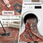 Washable 5x7 Non-Slip Area Rug - Red/Orange