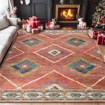 Washable 5x7 Non-Slip Area Rug - Red/Orange