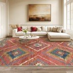 Washable 5x7 Non-Slip Area Rug - Red/Orange
