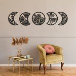 5-Piece Boho Moon Phase Wall Art Set