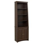 Espresso 6-Tier Slant-Back Bookcase with Doors