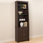 Espresso 6-Tier Slant-Back Bookcase with Doors