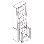 Espresso 6-Tier Slant-Back Bookcase with Doors