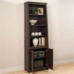 Espresso 6-Tier Slant-Back Bookcase with Doors
