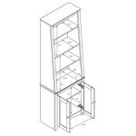 Espresso 6-Tier Slant-Back Bookcase with Doors