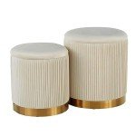 YYW HOME Modern Round Storage Ottomans - Set of 2