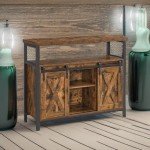 Rustic Brown and Black Buffet Cabinet with Shelves