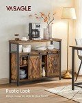 Rustic Brown and Black Buffet Cabinet with Shelves