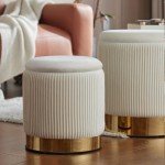 YYW HOME Modern Round Storage Ottomans - Set of 2