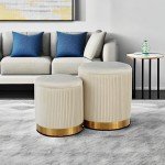 YYW HOME Modern Round Storage Ottomans - Set of 2