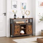 Rustic Brown and Black Buffet Cabinet with Shelves
