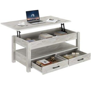Rolanstar Grey Lift Top Coffee Table with Storage