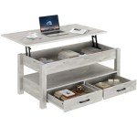 Rolanstar Grey Lift Top Coffee Table with Storage
