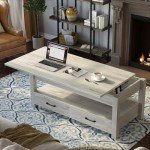 Rolanstar Grey Lift Top Coffee Table with Storage