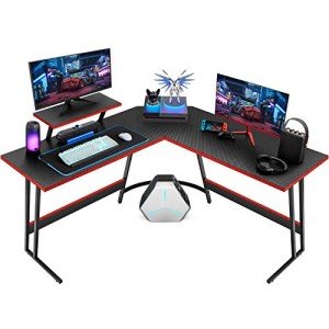 L-Shaped Gaming Desk for Home Office - Black