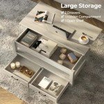 Rolanstar Grey Lift Top Coffee Table with Storage