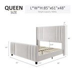 Velvet Queen Bed Frame with Tufted Headboard