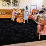 Ultra Soft Black Shag Area Rug 8x10