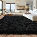 Ultra Soft Black Shag Area Rug 8x10