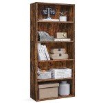 VASAGLE 5-Tier Rustic Brown Open Bookcase