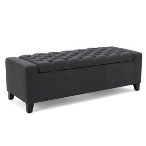 Hikaru Dark Grey Fabric Storage Ottoman
