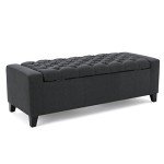 Hikaru Dark Grey Fabric Storage Ottoman