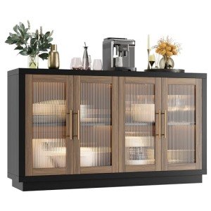 Modern 55" Buffet Cabinet with Fluted Glass Doors