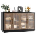 Modern 55" Buffet Cabinet with Fluted Glass Doors