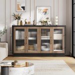 Modern 55" Buffet Cabinet with Fluted Glass Doors