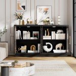 Modern 55" Buffet Cabinet with Fluted Glass Doors