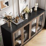 Modern 55" Buffet Cabinet with Fluted Glass Doors