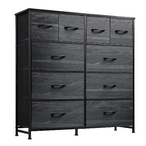 WLIVE 10-Drawer Fabric Dresser in Charcoal Black