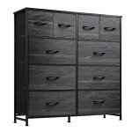 WLIVE 10-Drawer Fabric Dresser in Charcoal Black