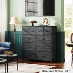 WLIVE 10-Drawer Fabric Dresser in Charcoal Black