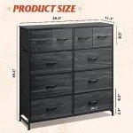 WLIVE 10-Drawer Fabric Dresser in Charcoal Black