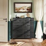 WLIVE 10-Drawer Fabric Dresser in Charcoal Black