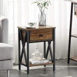 Modern X-Design Nightstands with Storage Bins - Set of 2